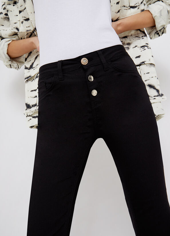 Pantalone Liu Jo con Bottoni Gioiello / Nero - Ideal Moda