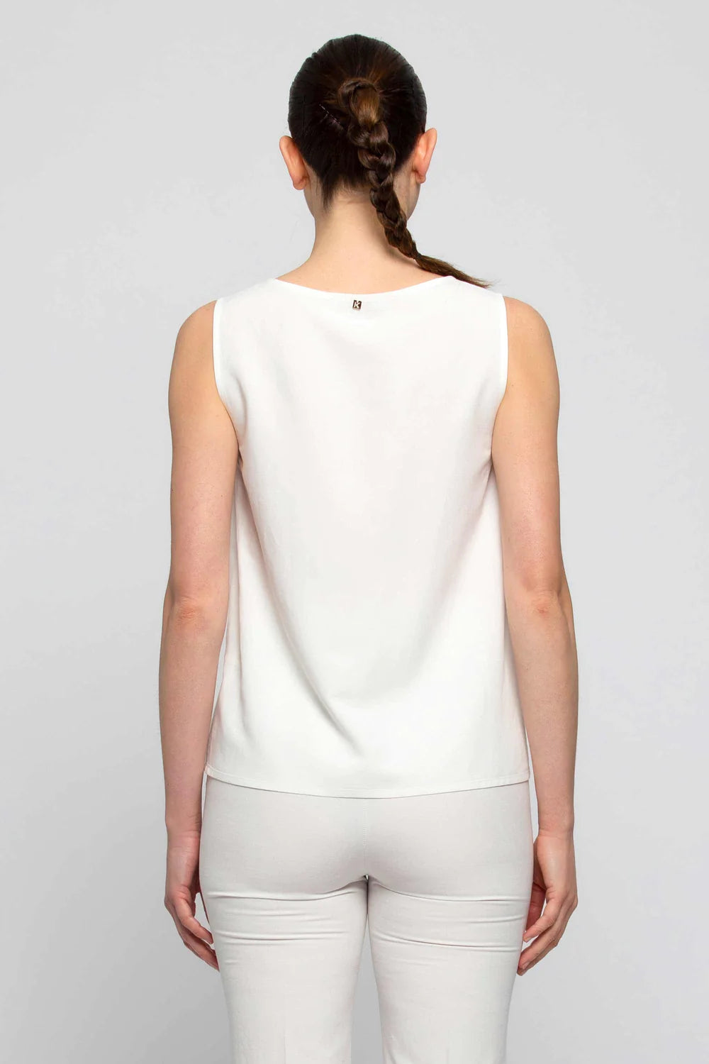 Top in Viscosa e Lino Kocca / Bianco - Ideal Moda