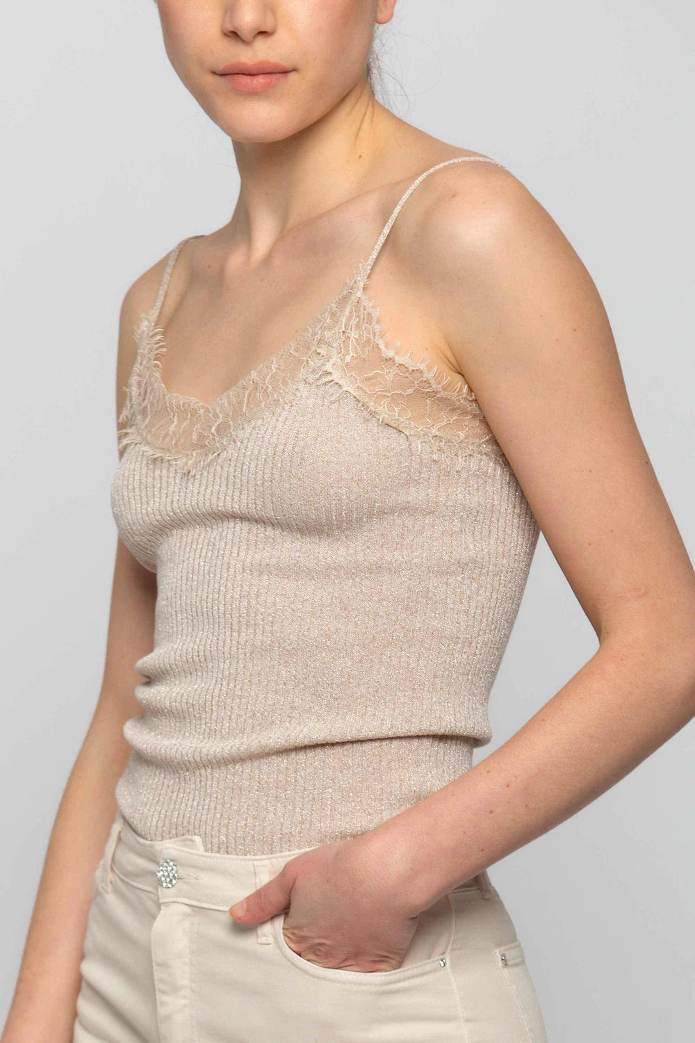 Top con Pizzo Kocca / Oro - Ideal Moda