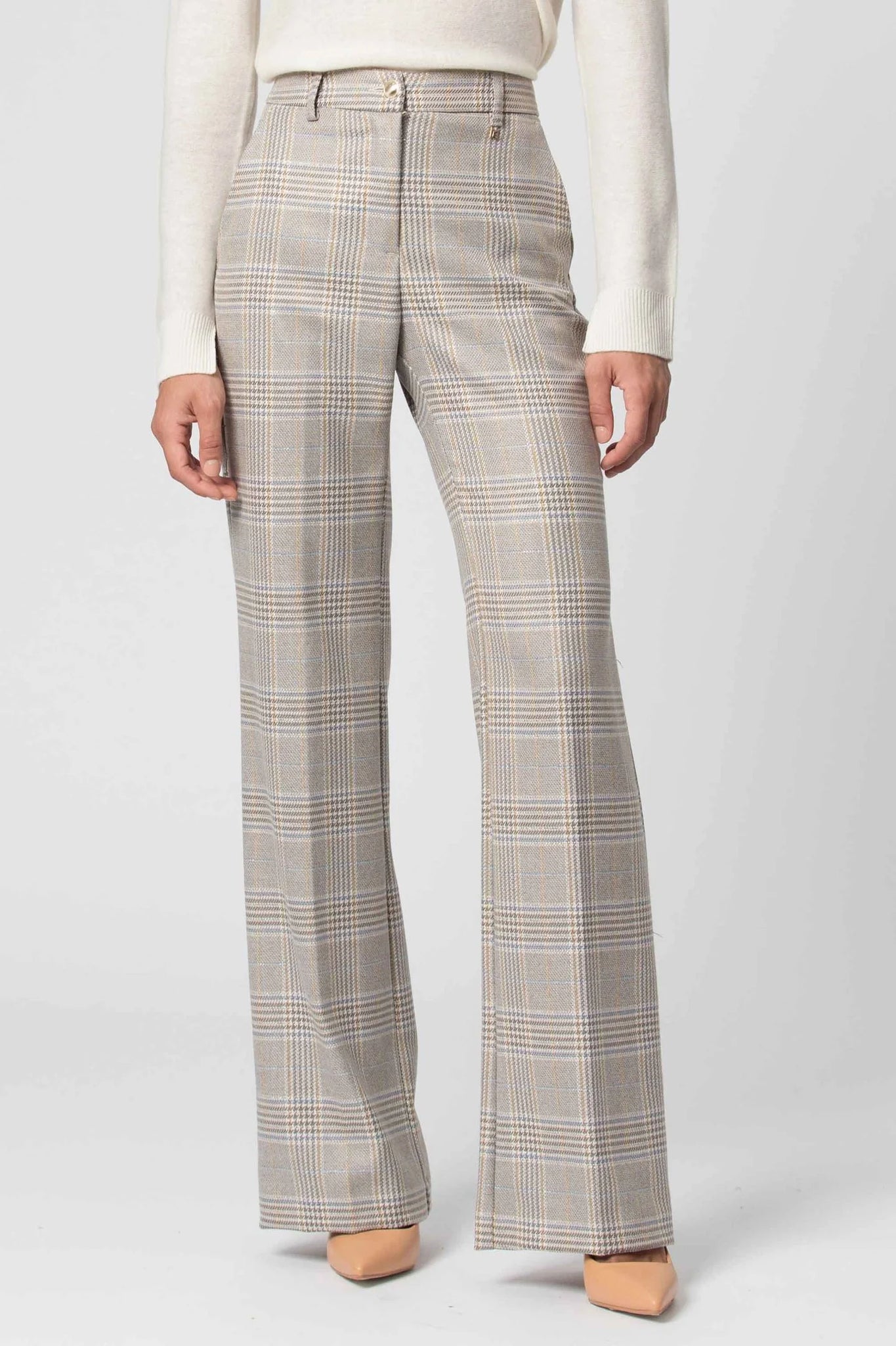 Pantalone Elegante a Fantasia Kocca / Beige - Ideal Moda