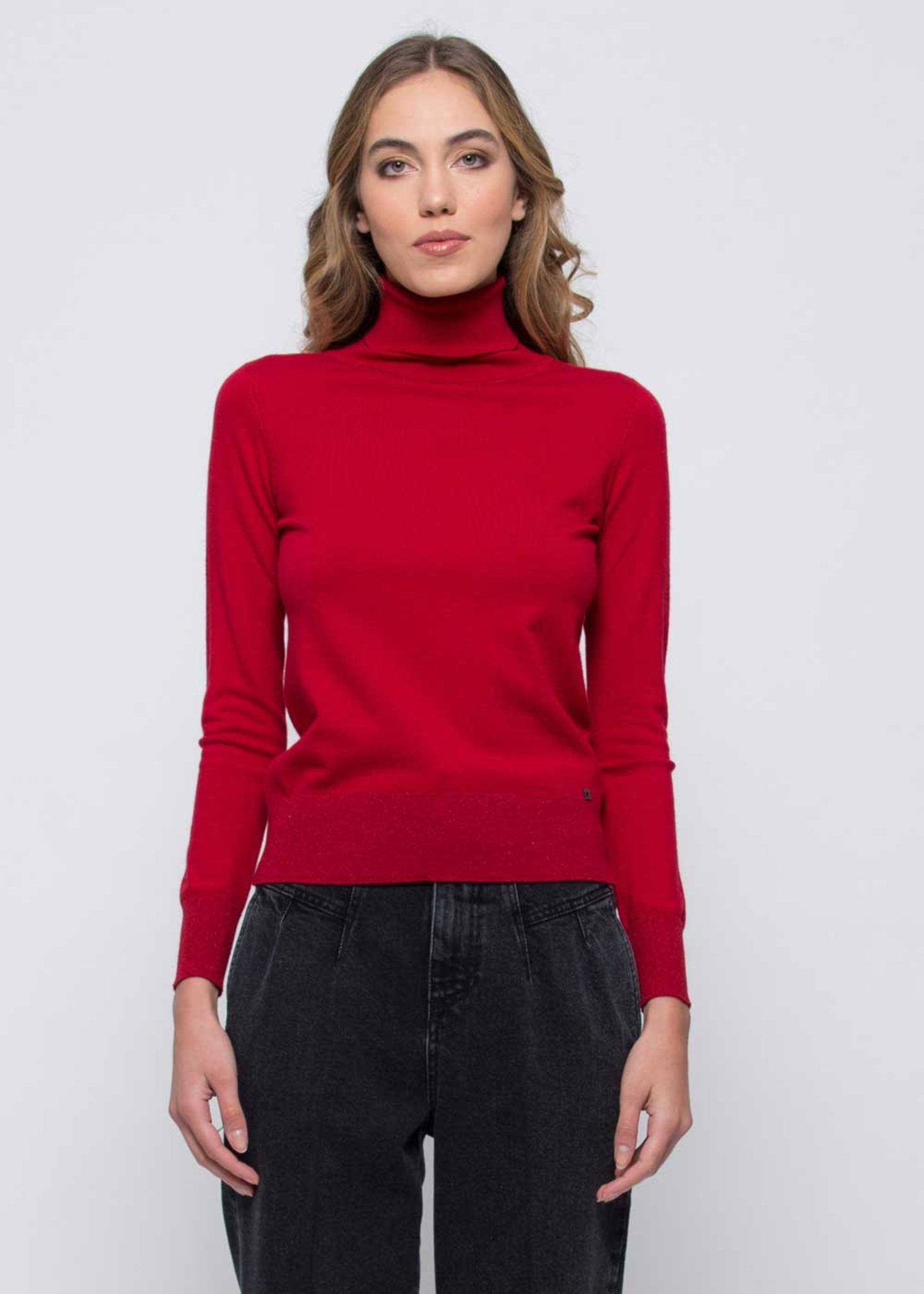 Maglia Kocca a Collo Alto / Rosso - Ideal Moda