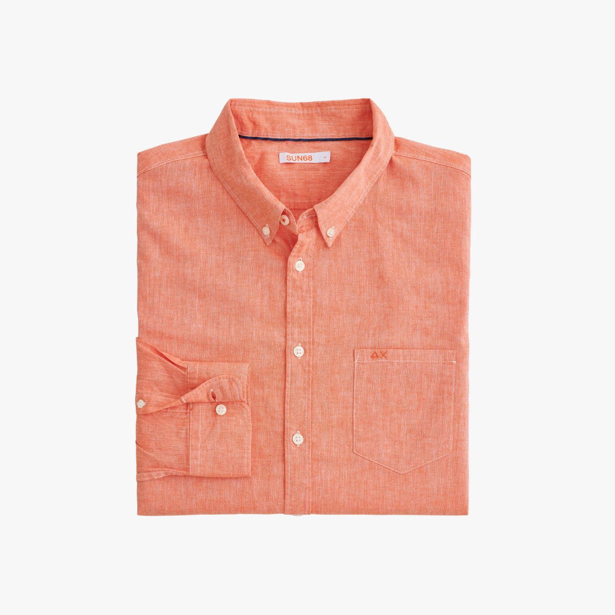 Shirt Button Down Lino / Arancione - Ideal Moda