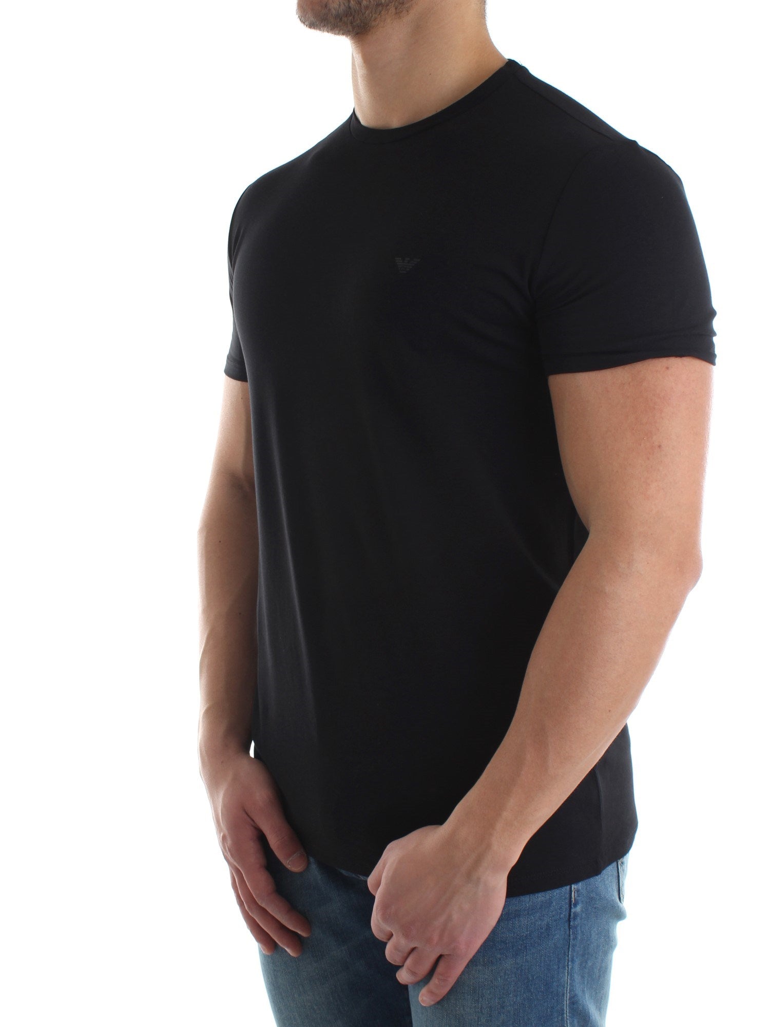 T-Shirt girocollo puro cotone / Nero - Ideal Moda