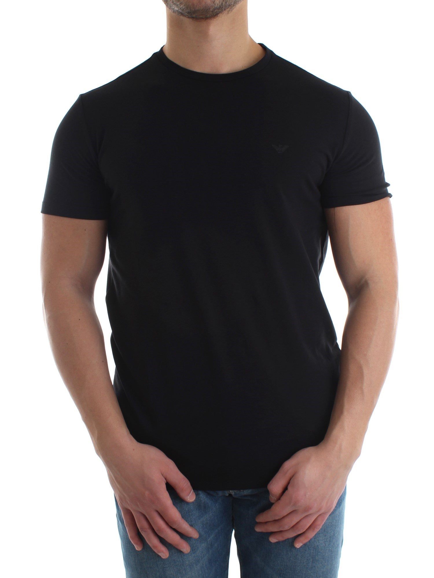 T-Shirt girocollo puro cotone / Nero - Ideal Moda
