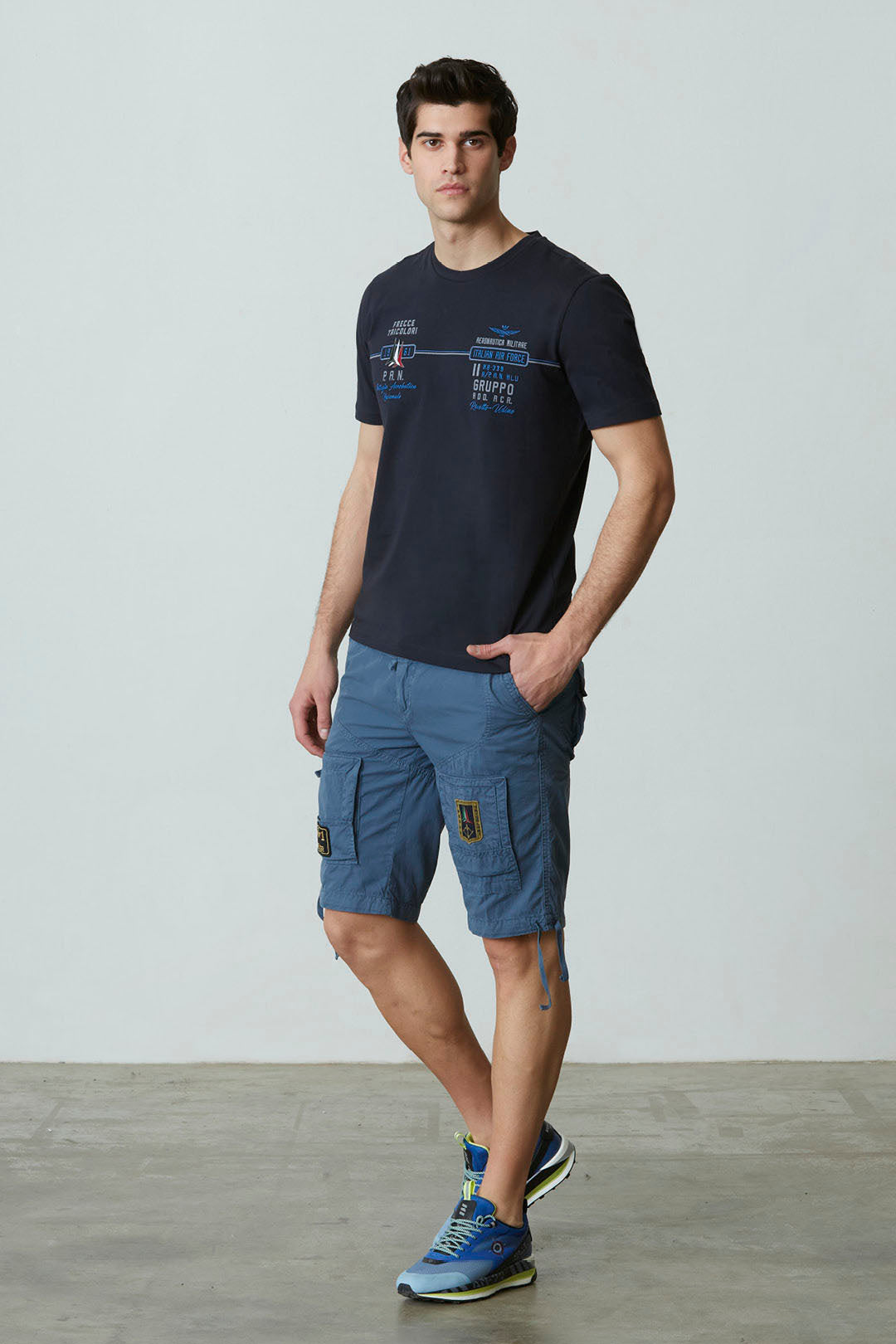 T-Shirt Aeronautica Militare con Ricami / Blu - Ideal Moda