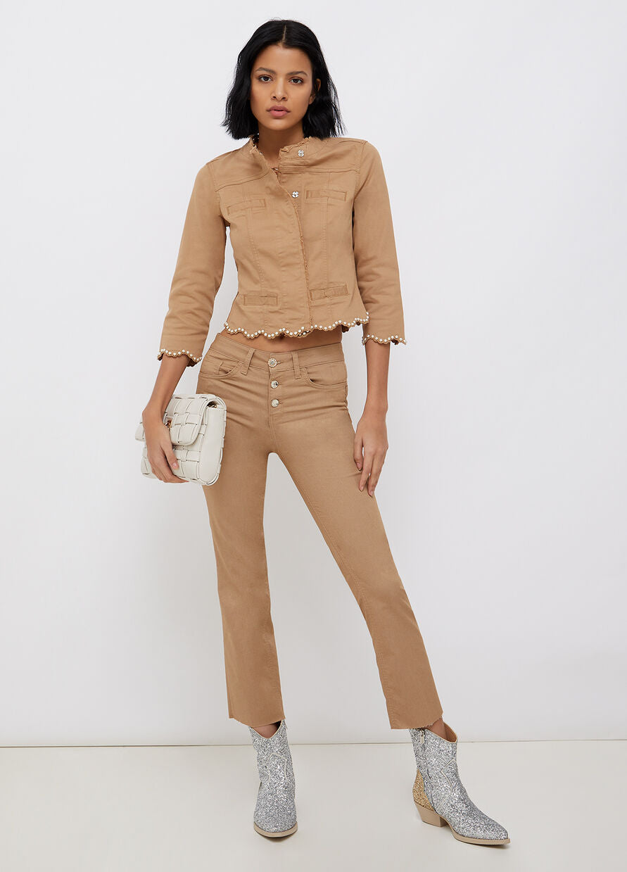Pantalone Liu Jo con Bottoni Gioiello / Beige - Ideal Moda
