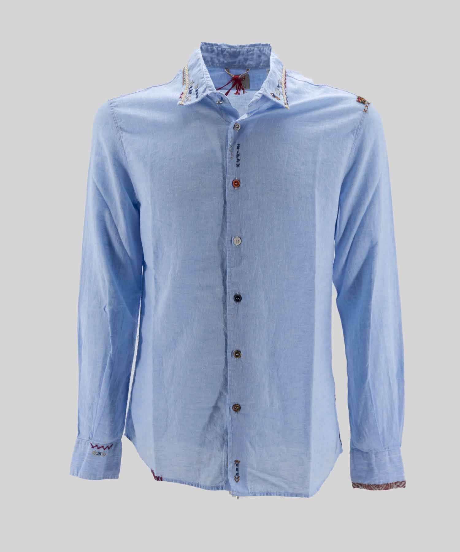 Camicia in Lino Bob "Tutor" / Azzurro - Ideal Moda