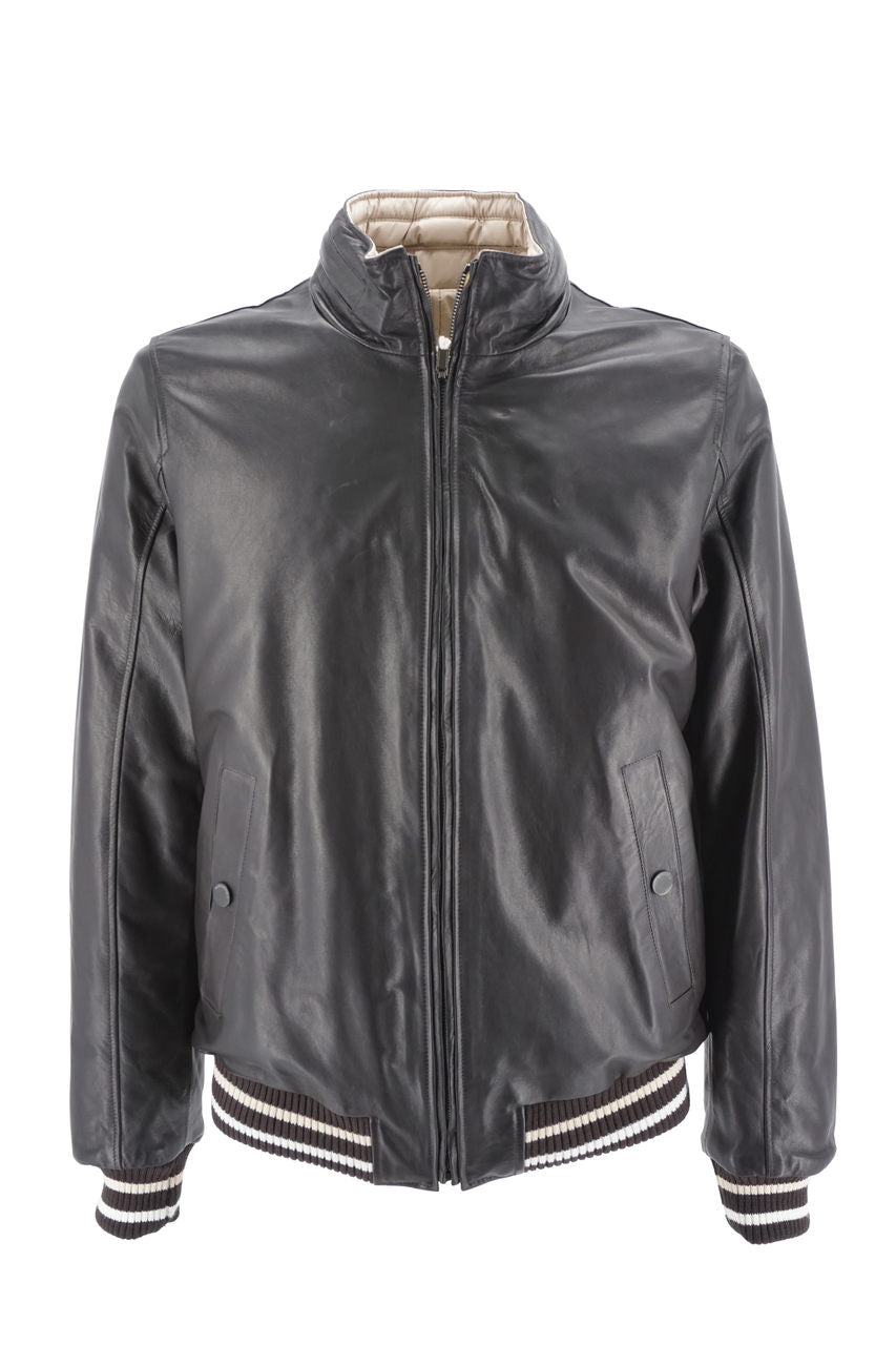 Giubbino in pelle reversibile / Marrone - Ideal Moda