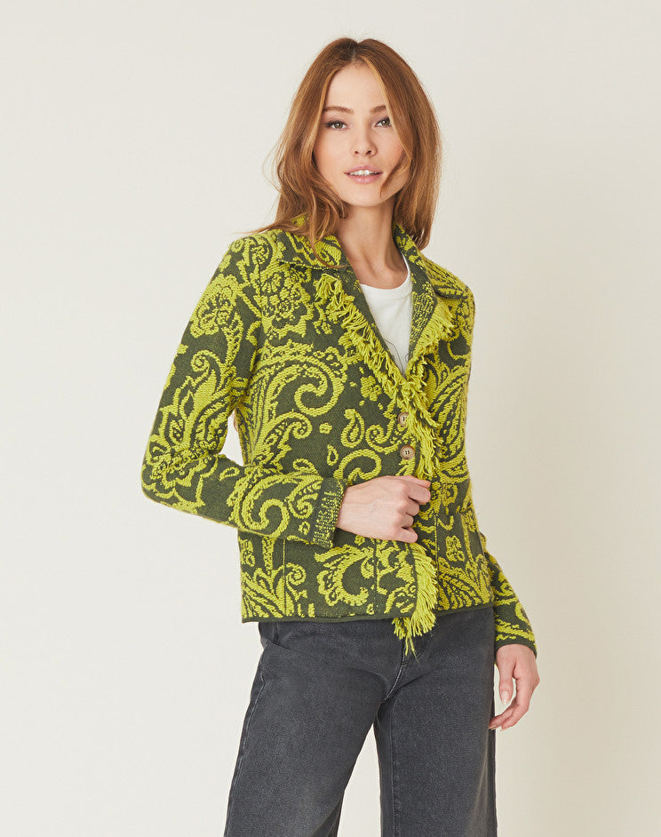 Giacca in Maglia con Frange Manila Grace / Verde - Ideal Moda