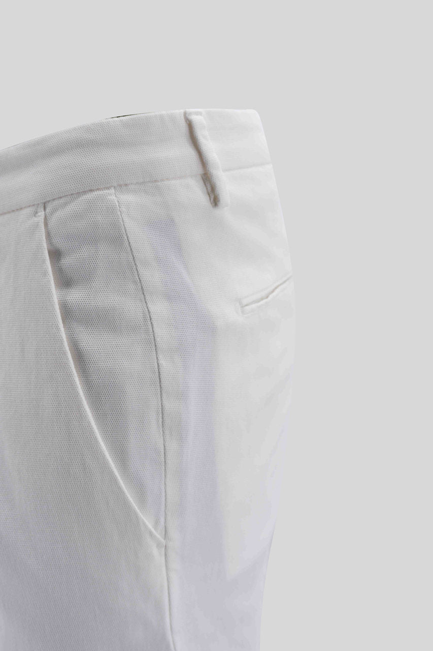 Pantalone in Cotone Tramato / Bianco - Ideal Moda