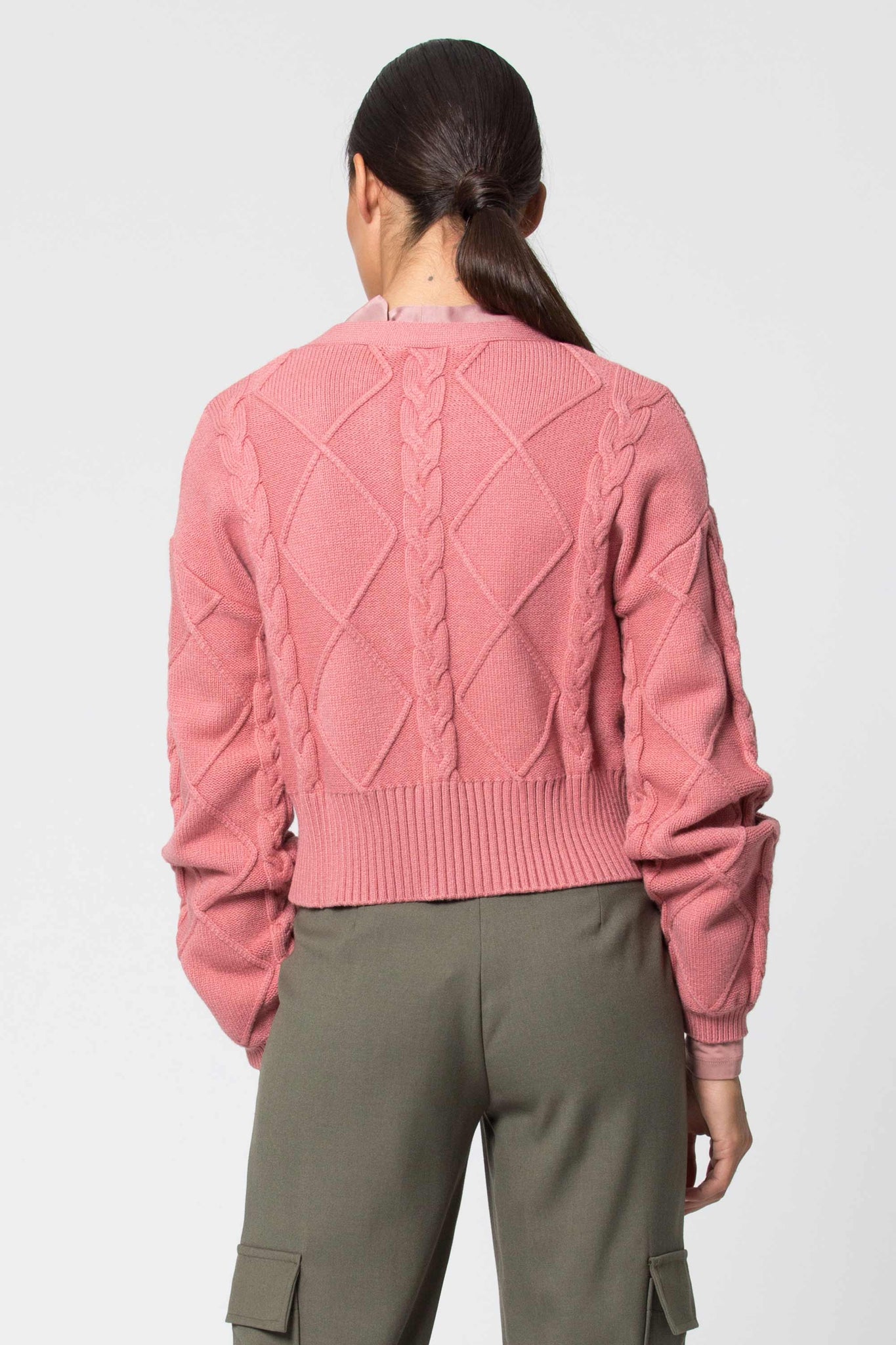 Cardigan con Tramatura Kocca / Rosa - Ideal Moda