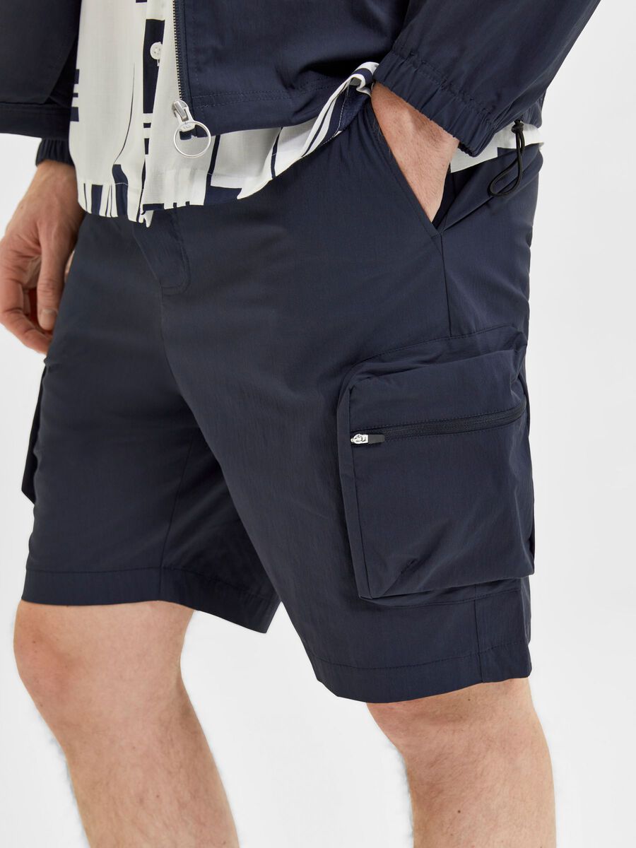 Pantaloncino in Tessuto Tecnico Cargo Selected / Blu - Ideal Moda