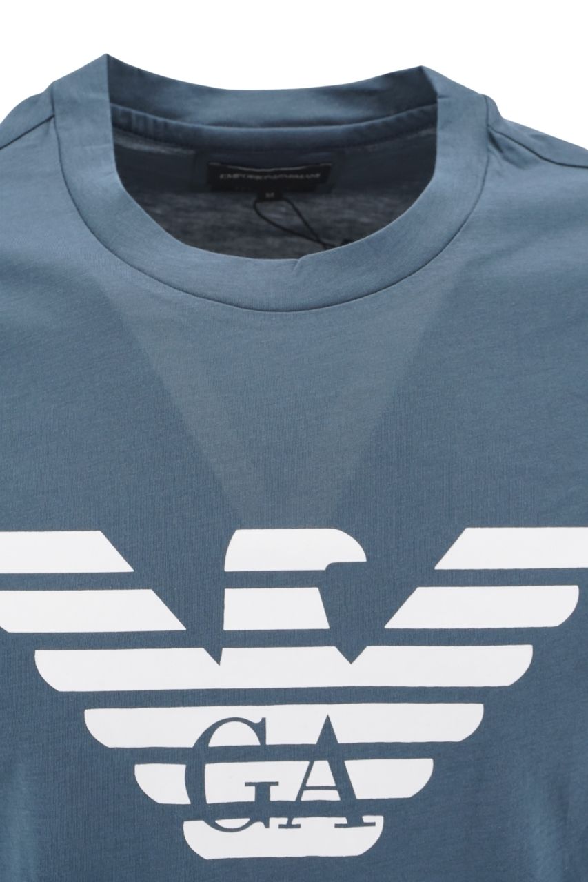T-Shirt Emporio Armani in Pima / Azzurro - Ideal Moda
