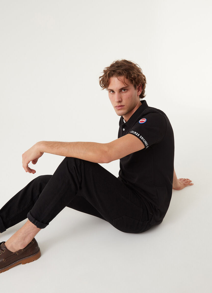 Polo con Fessino a Contrasto / Nero - Ideal Moda