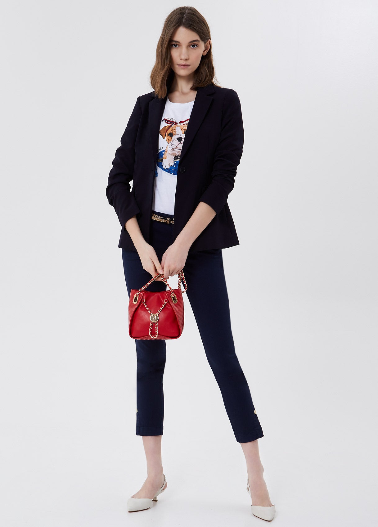 Pantalone chino con cintura / Blu - Ideal Moda