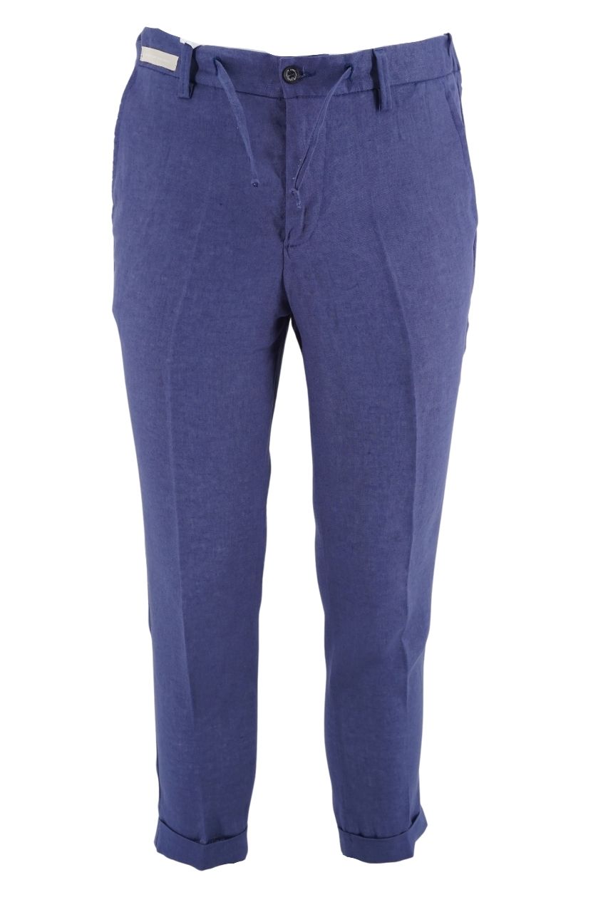 Pantalone Effetto Lino con Coulisse / Bluette - Ideal Moda
