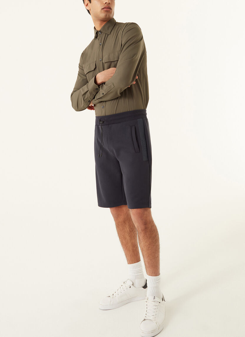 Bermuda in Felpa con Scritta Transfer / Blu - Ideal Moda