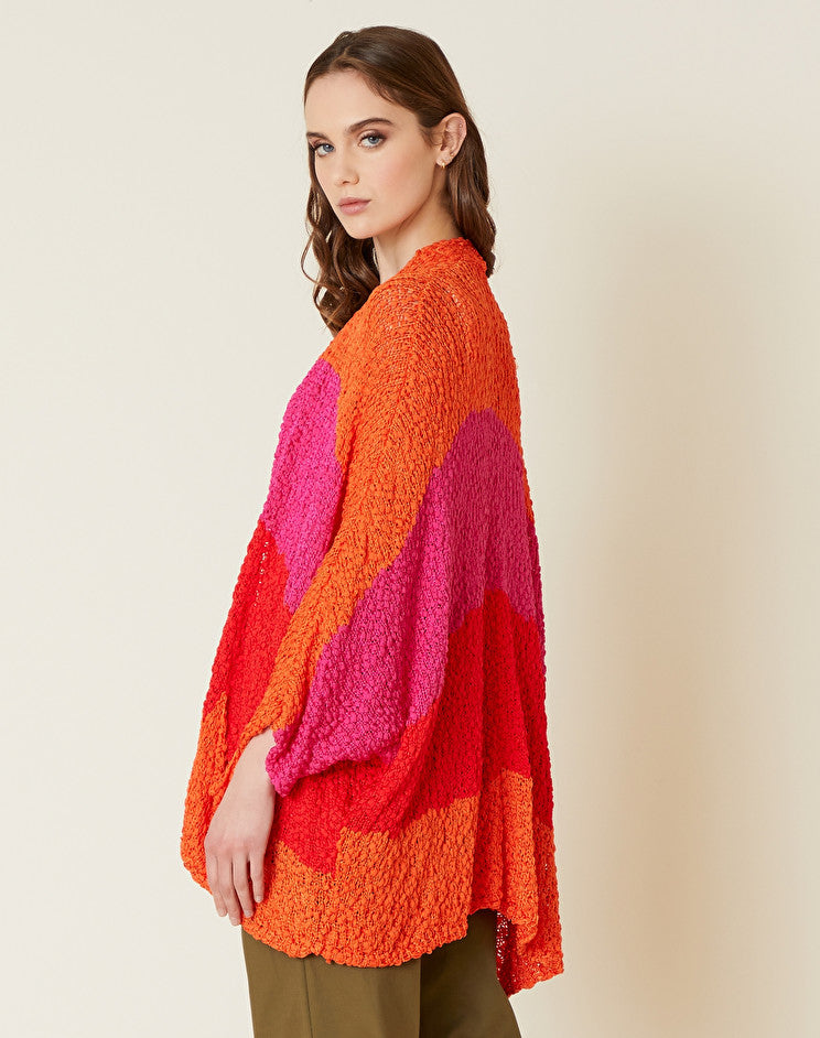 Cardigan con Fasce di Colore Manila Grace Arancione
