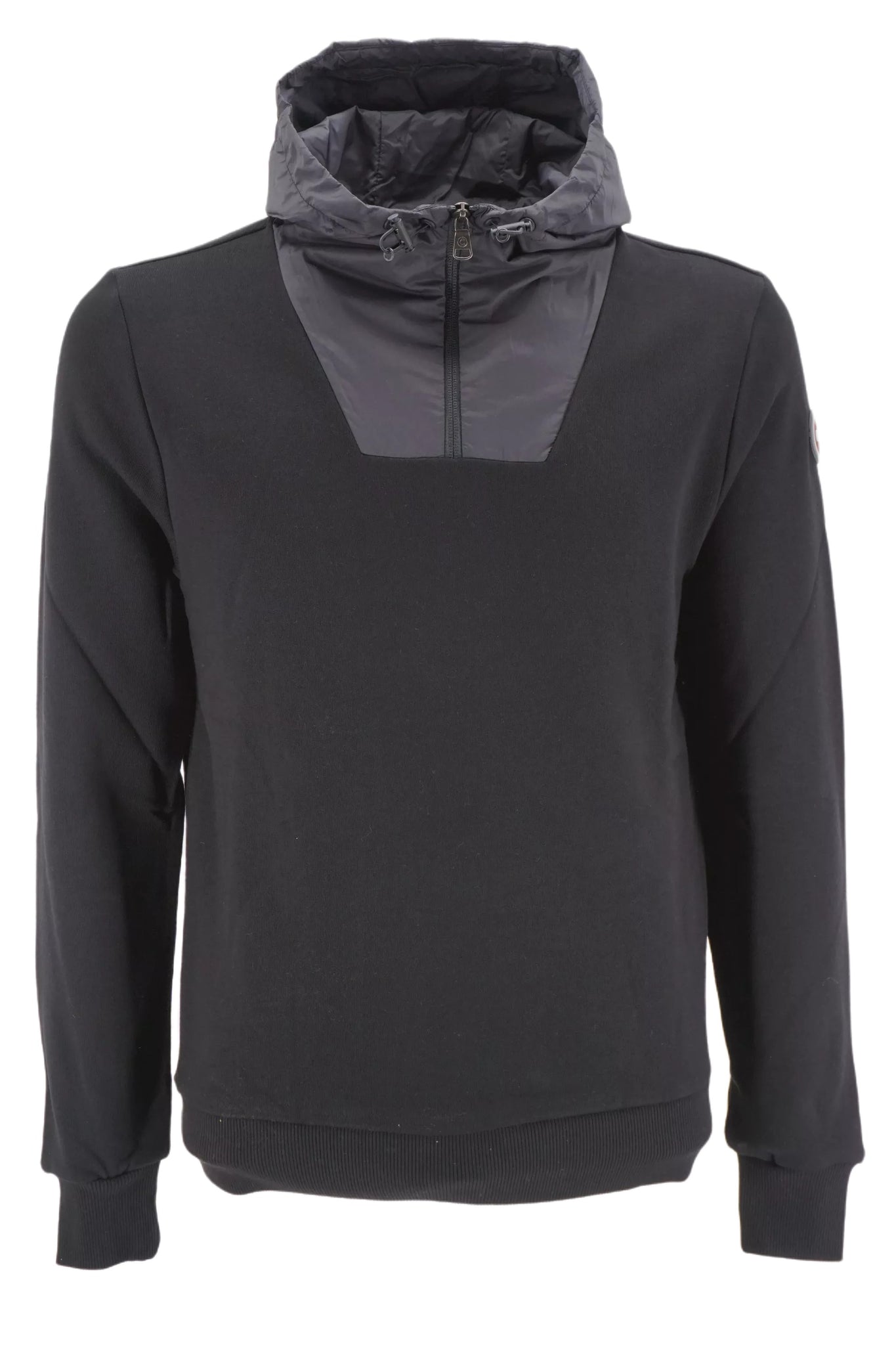 Felpa con Cappuccio e Inserti in Nylon Colmar / Nero - Ideal Moda