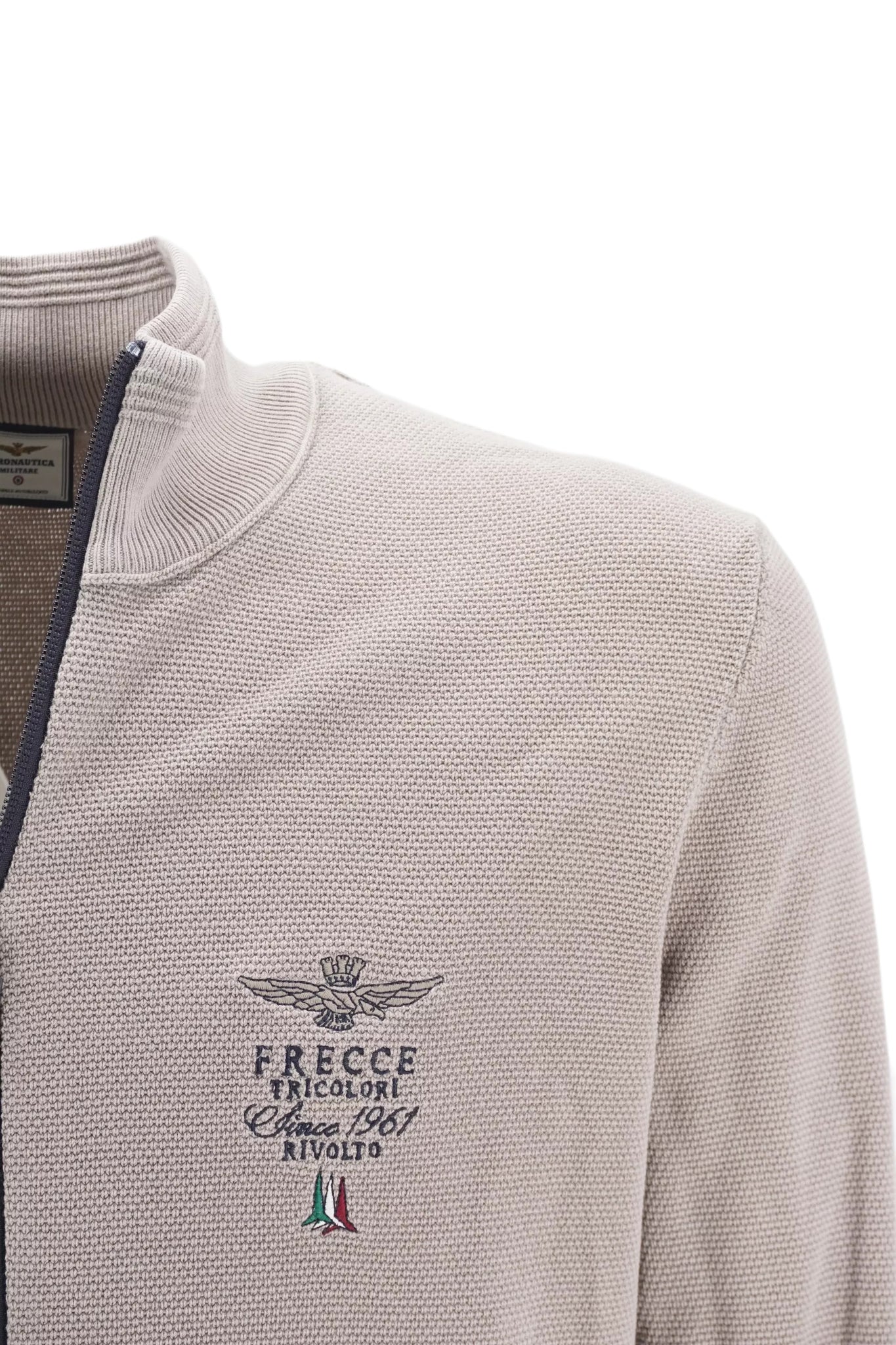 Maglia FullZip in Cotone Aeronautica Militare / Beige - Ideal Moda