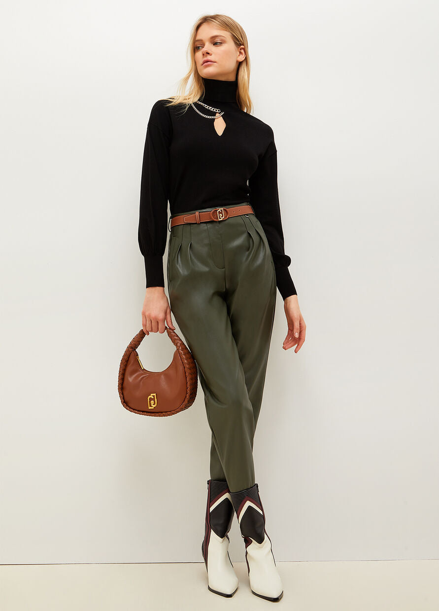 Maglia a Collo Alto con Dettaglio Liu Jo / Nero - Ideal Moda