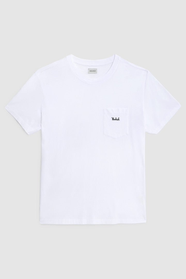 Maglietta con taschino e logo in rilievo / Bianco - Ideal Moda