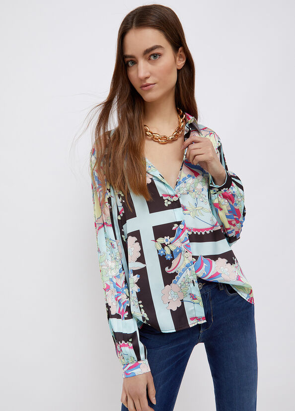 Camicia Liu Jo in Raso / Azzurro - Ideal Moda