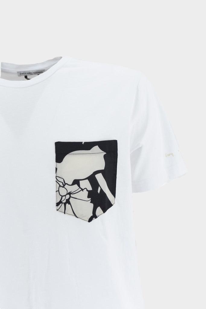 T-Shirt Girocollo con Taschino / Bianco - Ideal Moda