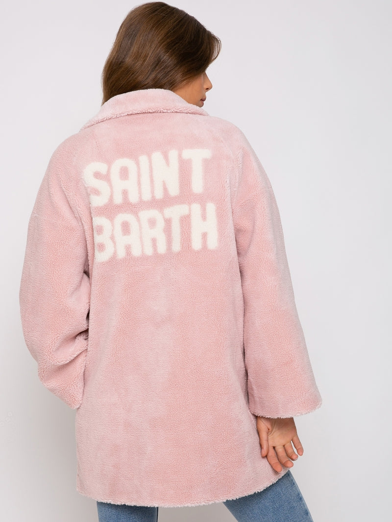 Cappotto Saint Barth in Tessuto Teddy / Rosa - Ideal Moda