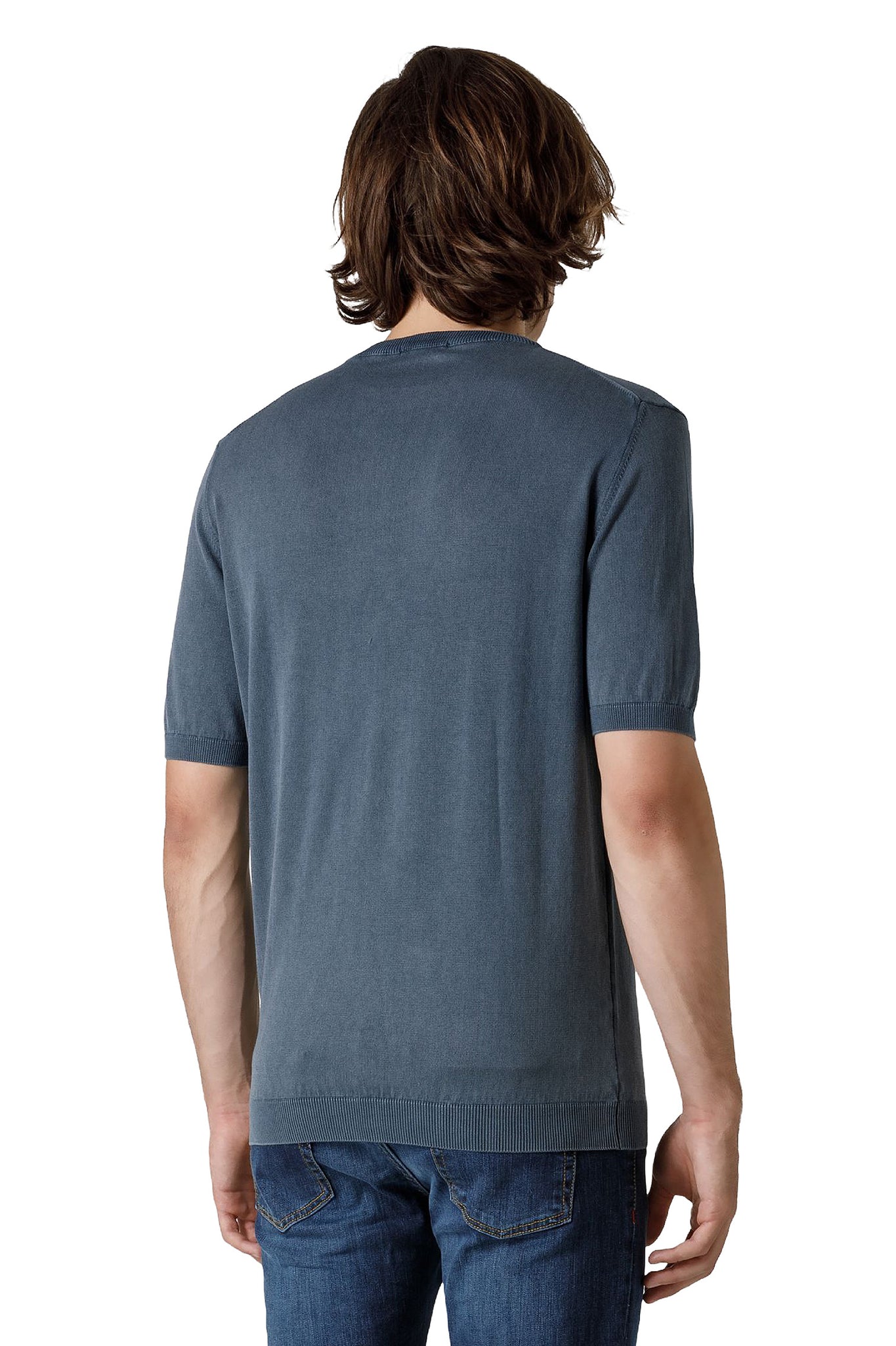 T-Shirt in Filo di Cotone Hyrcus / Blu - Ideal Moda