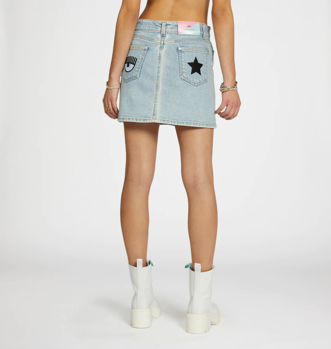 Gonna Chiara Ferragni con Logo sul Retro / Jeans - Ideal Moda