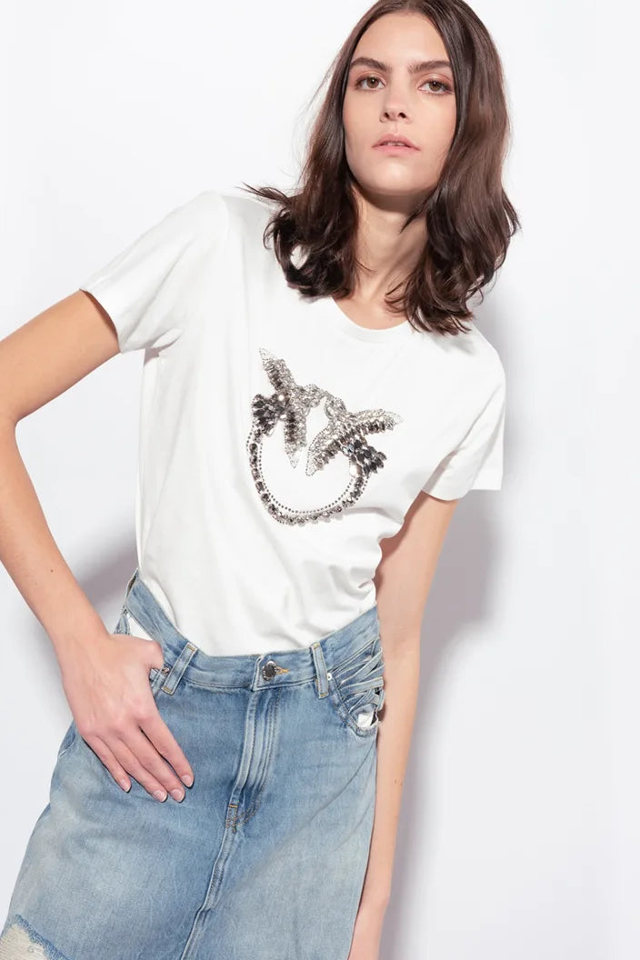 T-Shirt con Logo Frontale Pinko / Bianco - Ideal Moda