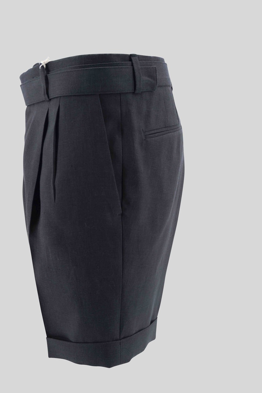 Pantaloncino in Lino con Cintura / Nero - Ideal Moda