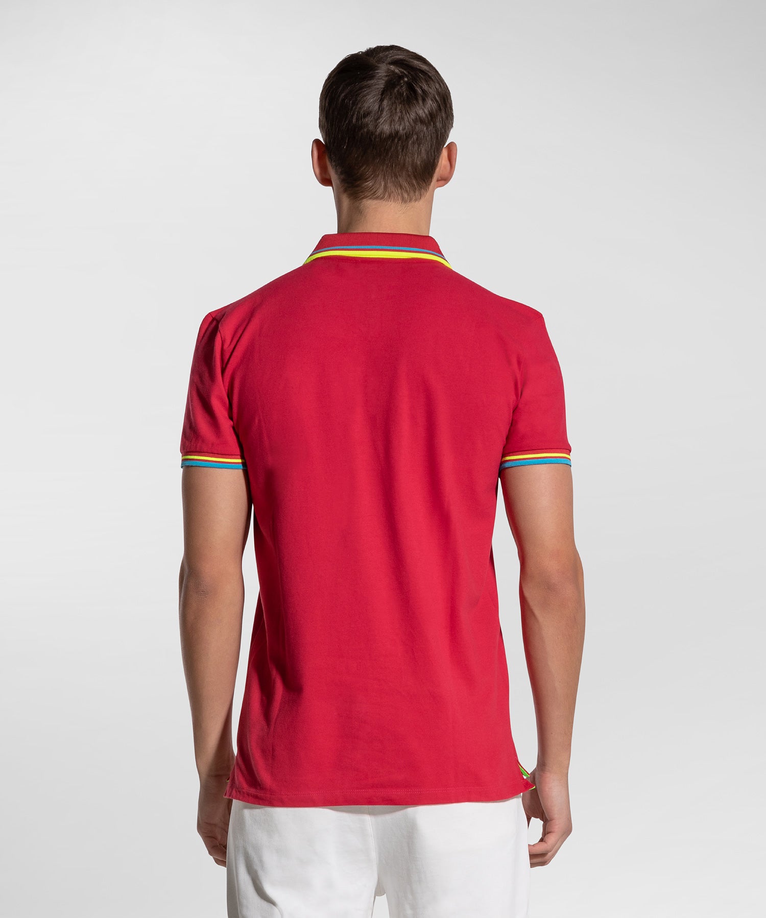 Polo in Piquet con Dettagli Fluorescenti / Rosso - Ideal Moda