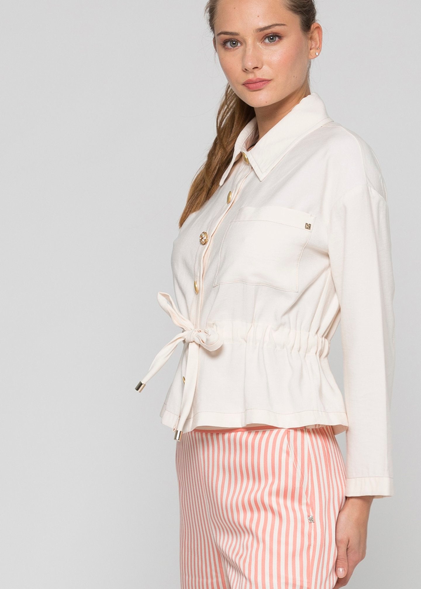 Giacca corta in tencel / Bianco - Ideal Moda