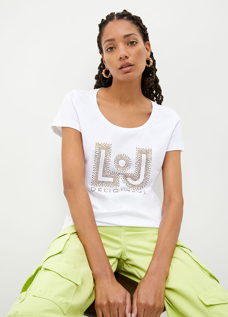 T-Shirt con Strass Liu Jo / Bianco - Ideal Moda