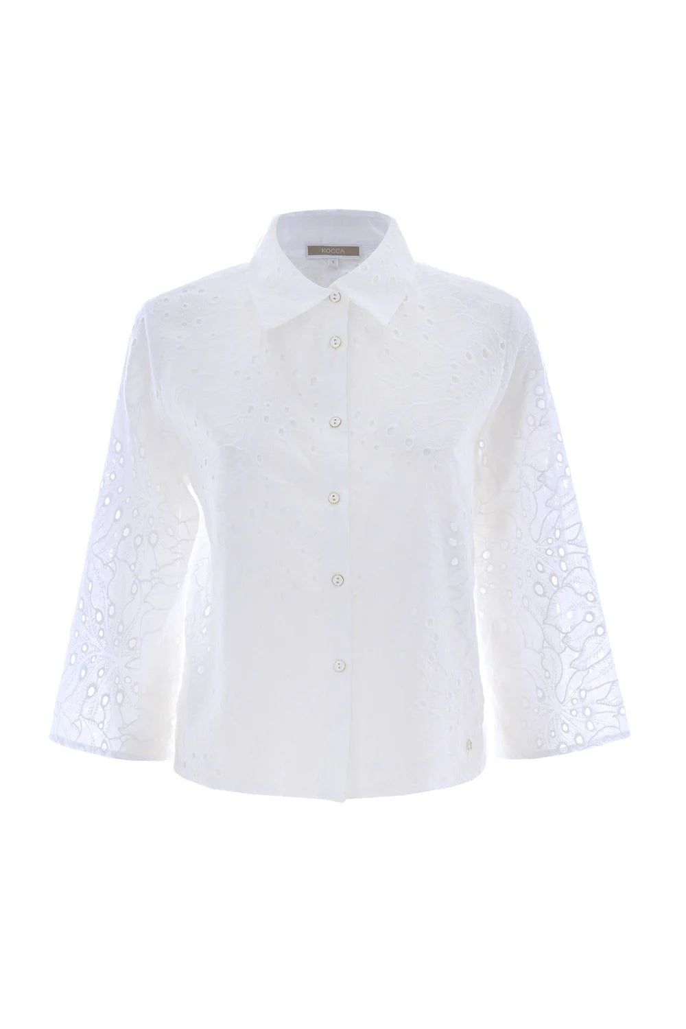 Camicia con Dettagli Traforati Kocca / Bianco - Ideal Moda