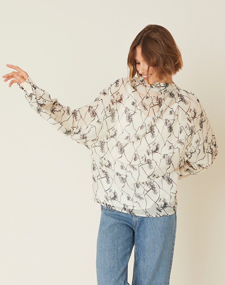 Blusa a Fantasia con Maniche Ampie Manila Grace / Bianco - Ideal Moda