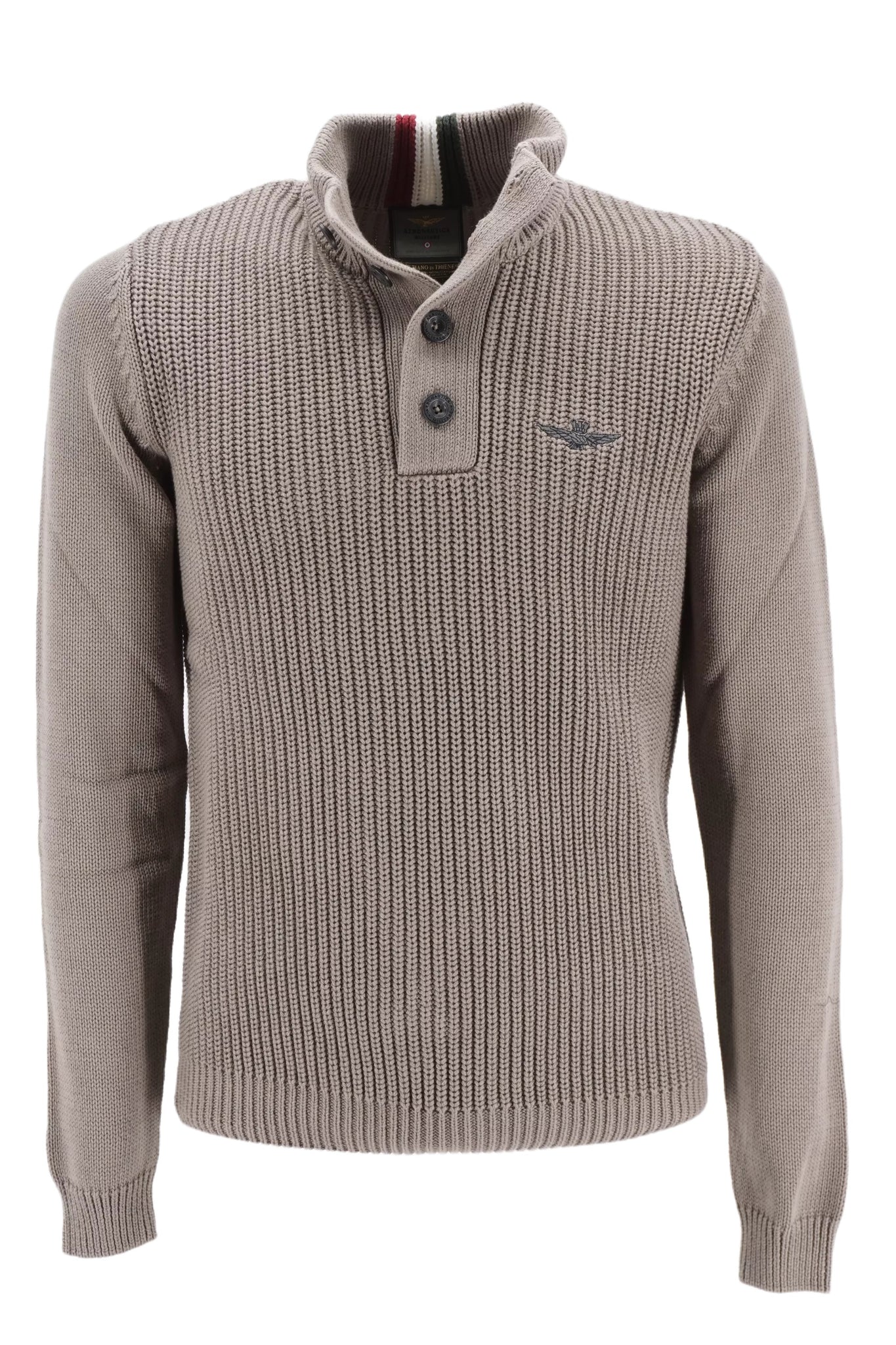 Maglia con Bottoni Aeronautica MIlitare / Beige - Ideal Moda