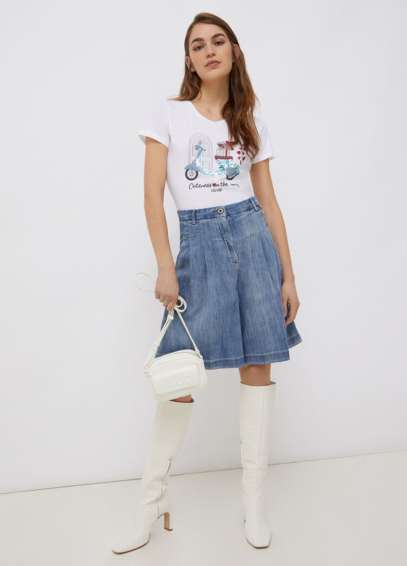 T-Shirt Liu Jo con Stampa / Bianco - Ideal Moda