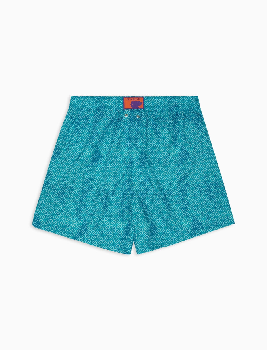 Costume da Mare con Fantasia Gallo / Celeste - Ideal Moda