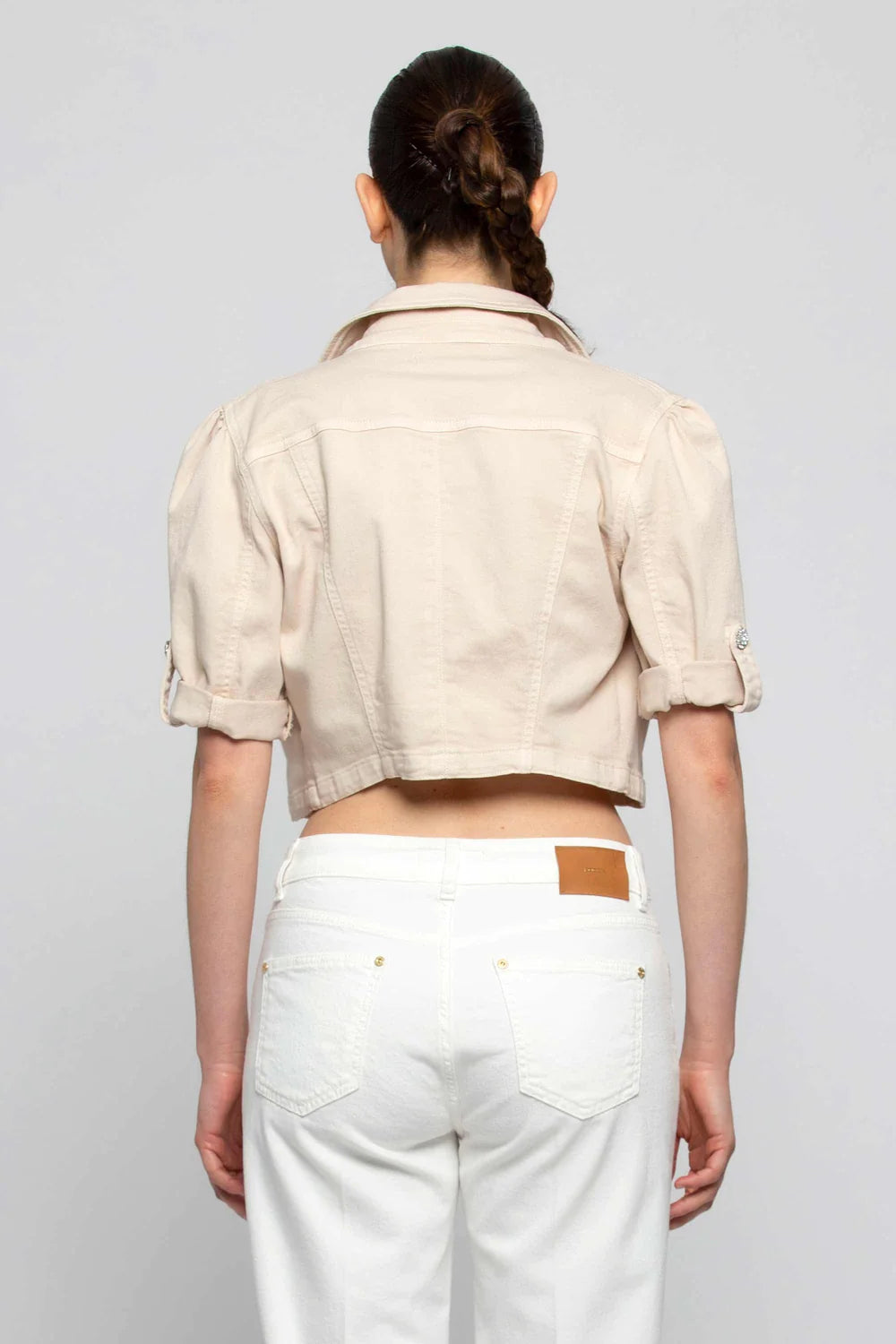 Giacca in Denim Kocca / Beige - Ideal Moda