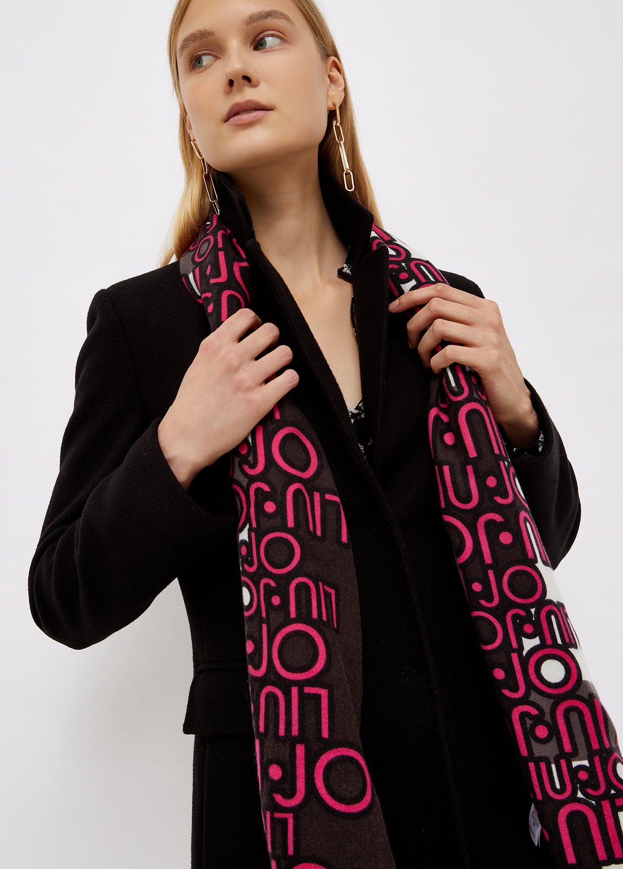 Stola Liu Jo con Logo / Nero - Ideal Moda
