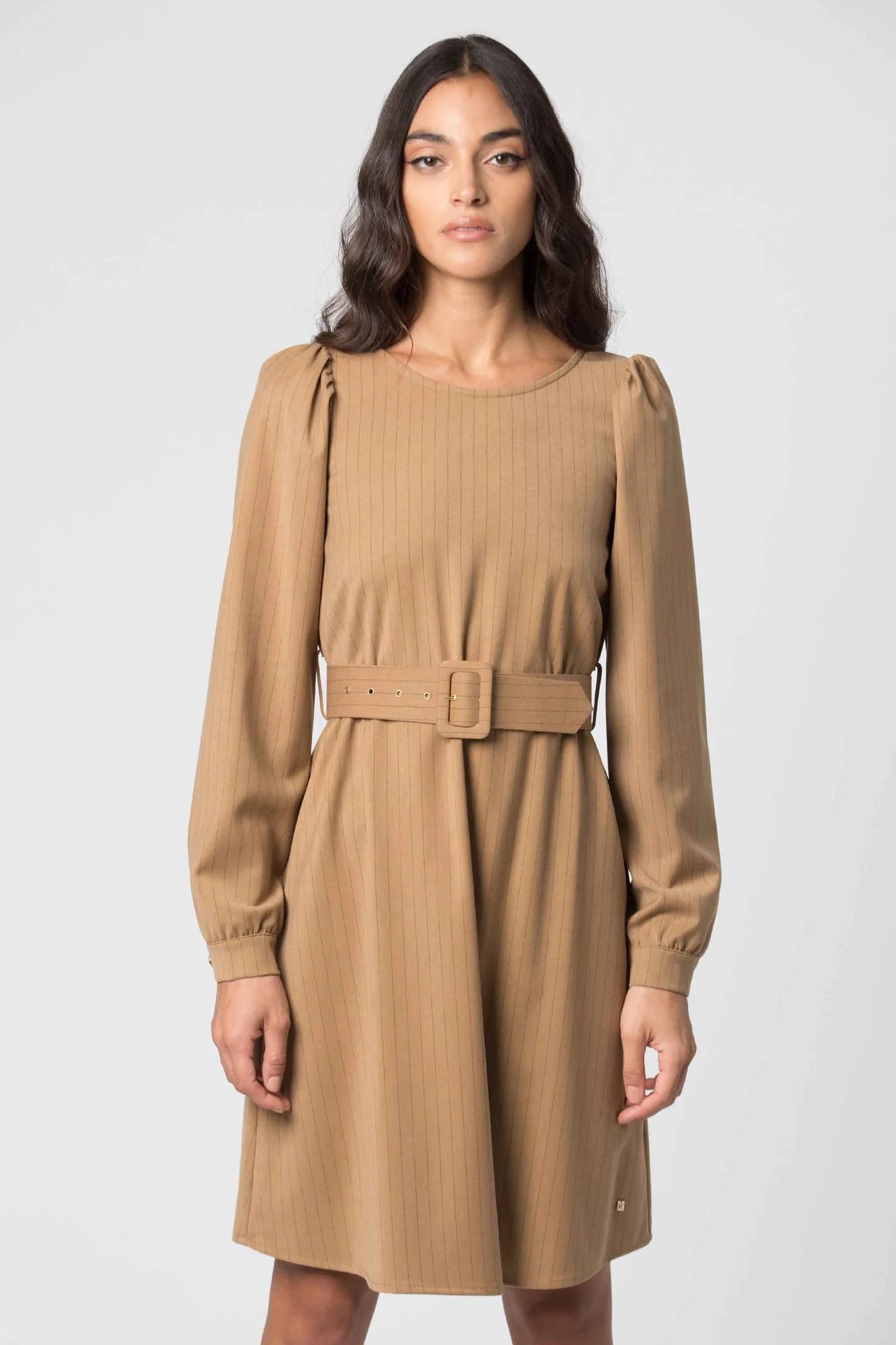 Abito Corto con Cintura Kocca / Beige - Ideal Moda