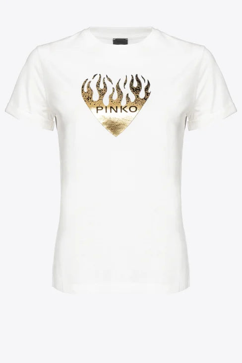 T-Shirt con Stampa Pinko / Bianco - Ideal Moda