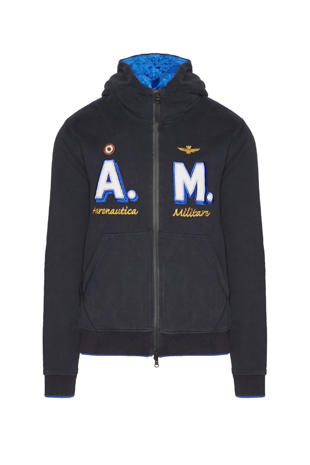 Felpa Aeronautica Militare con Cappuccio / Blu - Ideal Moda
