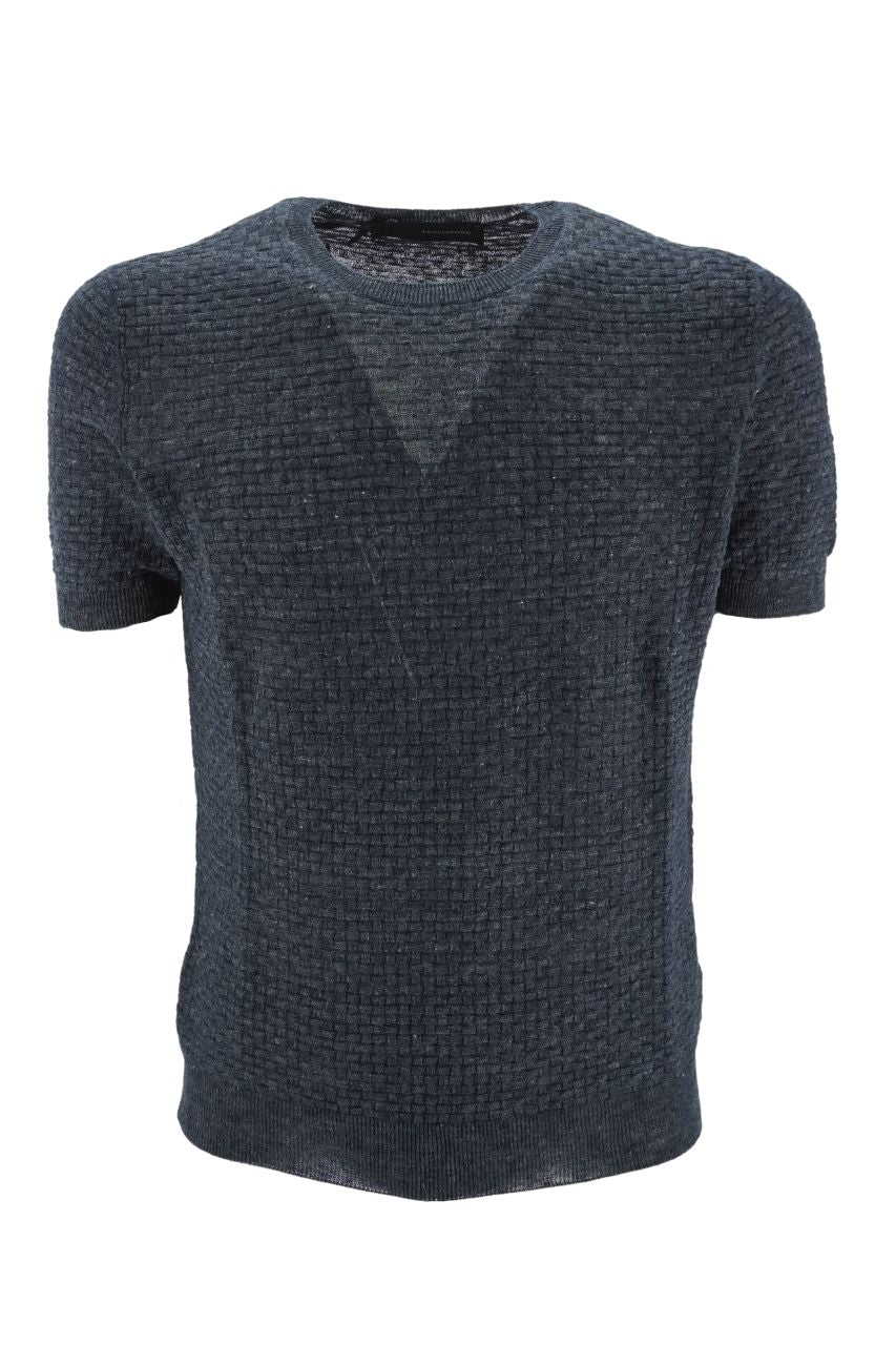 T-Shirt Tagliatore in Lino / Blu - Ideal Moda