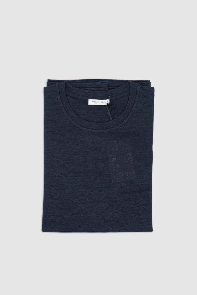 T-shirt con bordi doppi / Blu - Ideal Moda