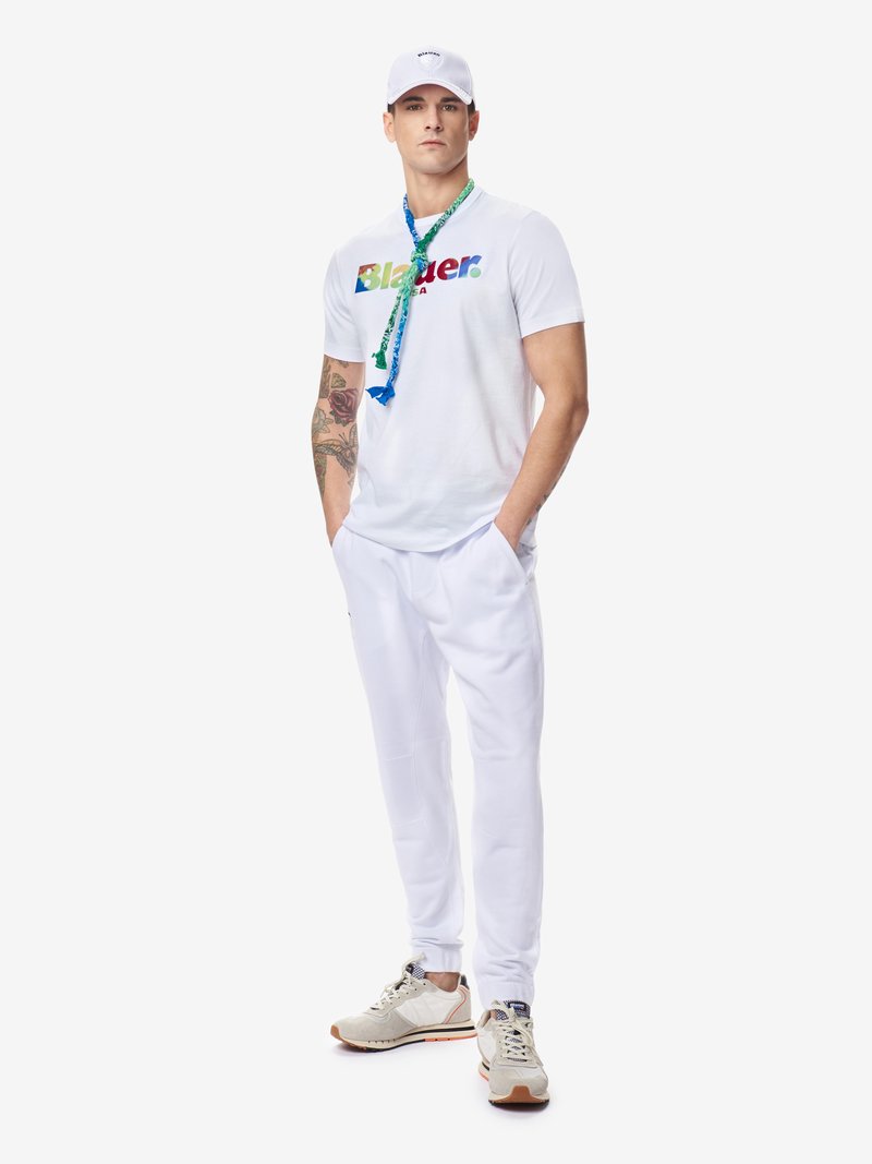 T-Shirt Blauer in Cotone / Bianco - Ideal Moda