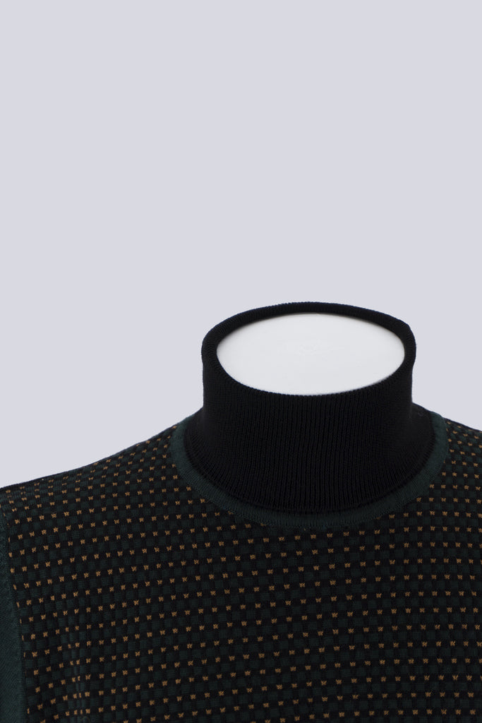 Maglia Collo Alto a Fantasia / Nero - Ideal Moda